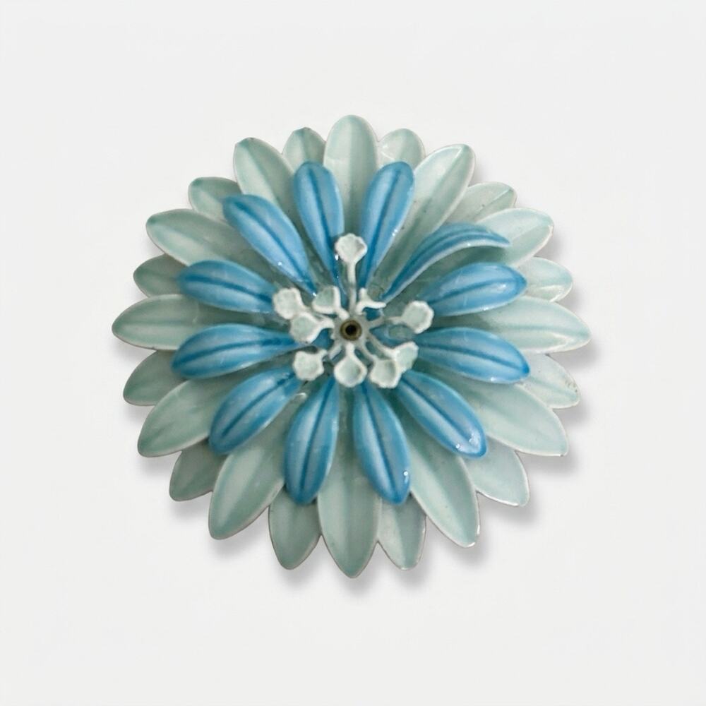 Vintage Large Blue Enamel Brooch Pre-owned